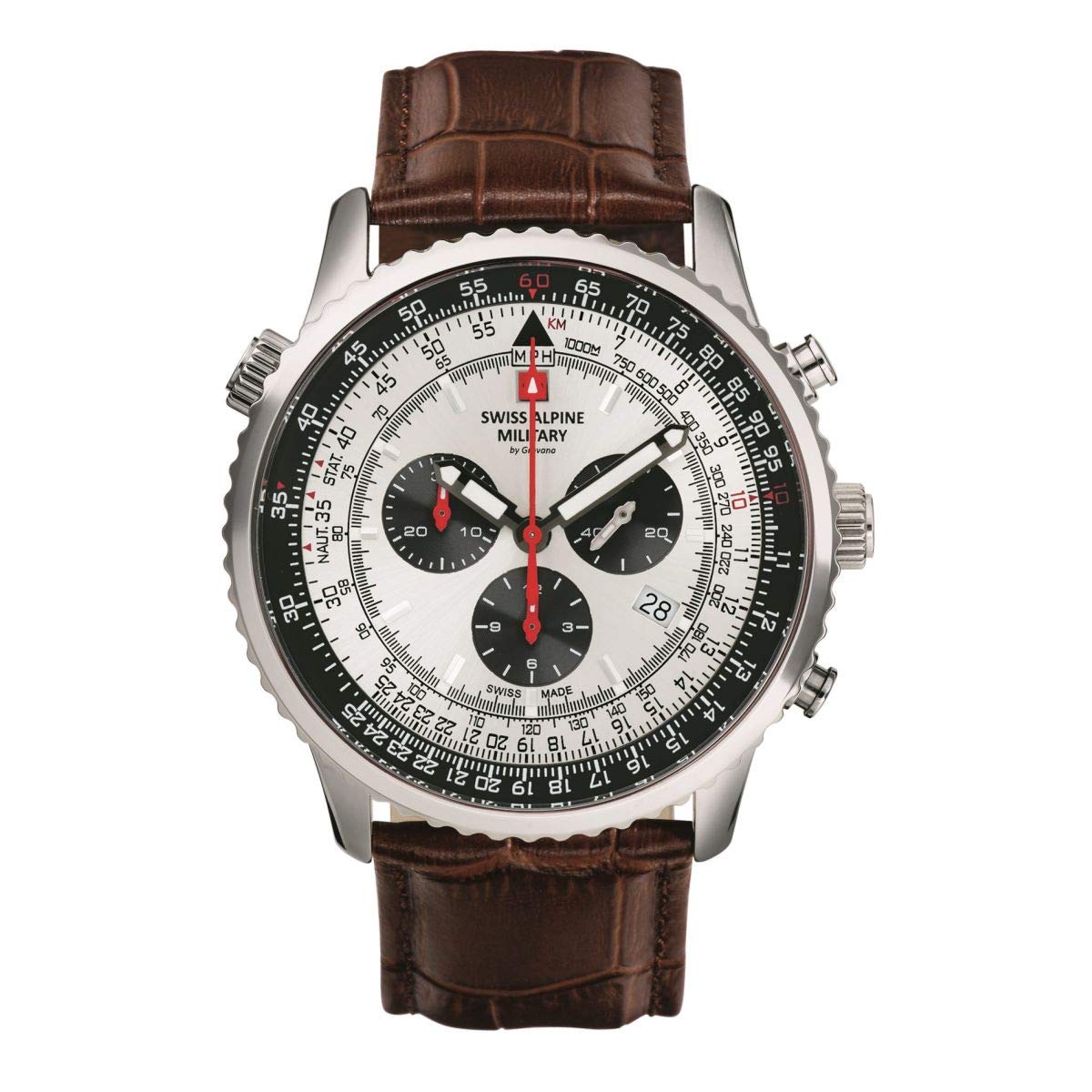 Montre pour homme Swiss Alpine Military by Grovana 7078.9, analogique, mouvement à quartz, cuir