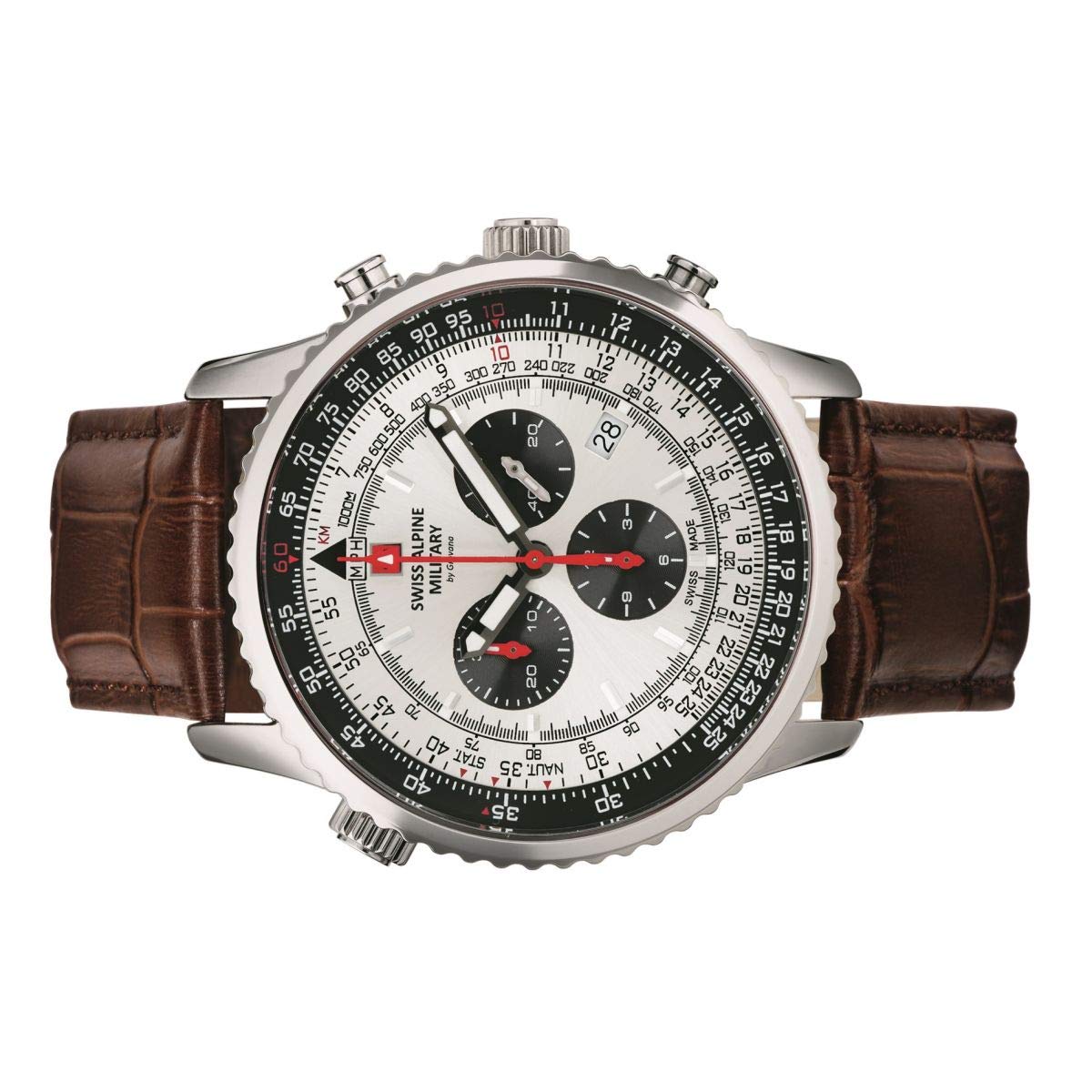 Montre pour homme Swiss Alpine Military by Grovana 7078.9, analogique, mouvement à quartz, cuir